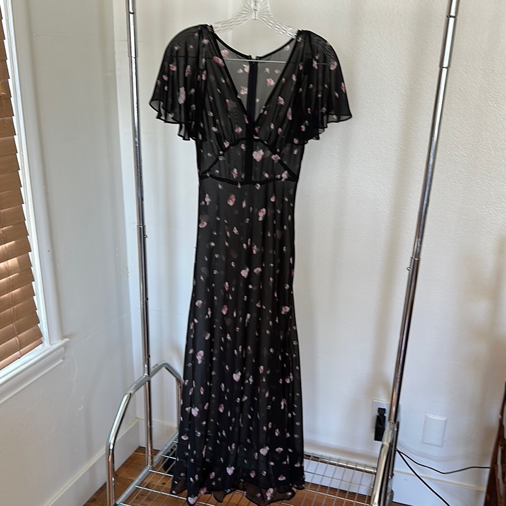 Elegant Black Floral Nightgown